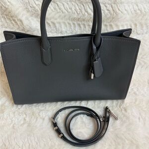 Michael Kors Charcoal Gray Pebbled Leather Tote Satchel with Strap